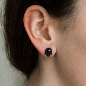 Handcrafted Mini Resin Skull Unisex Earrings